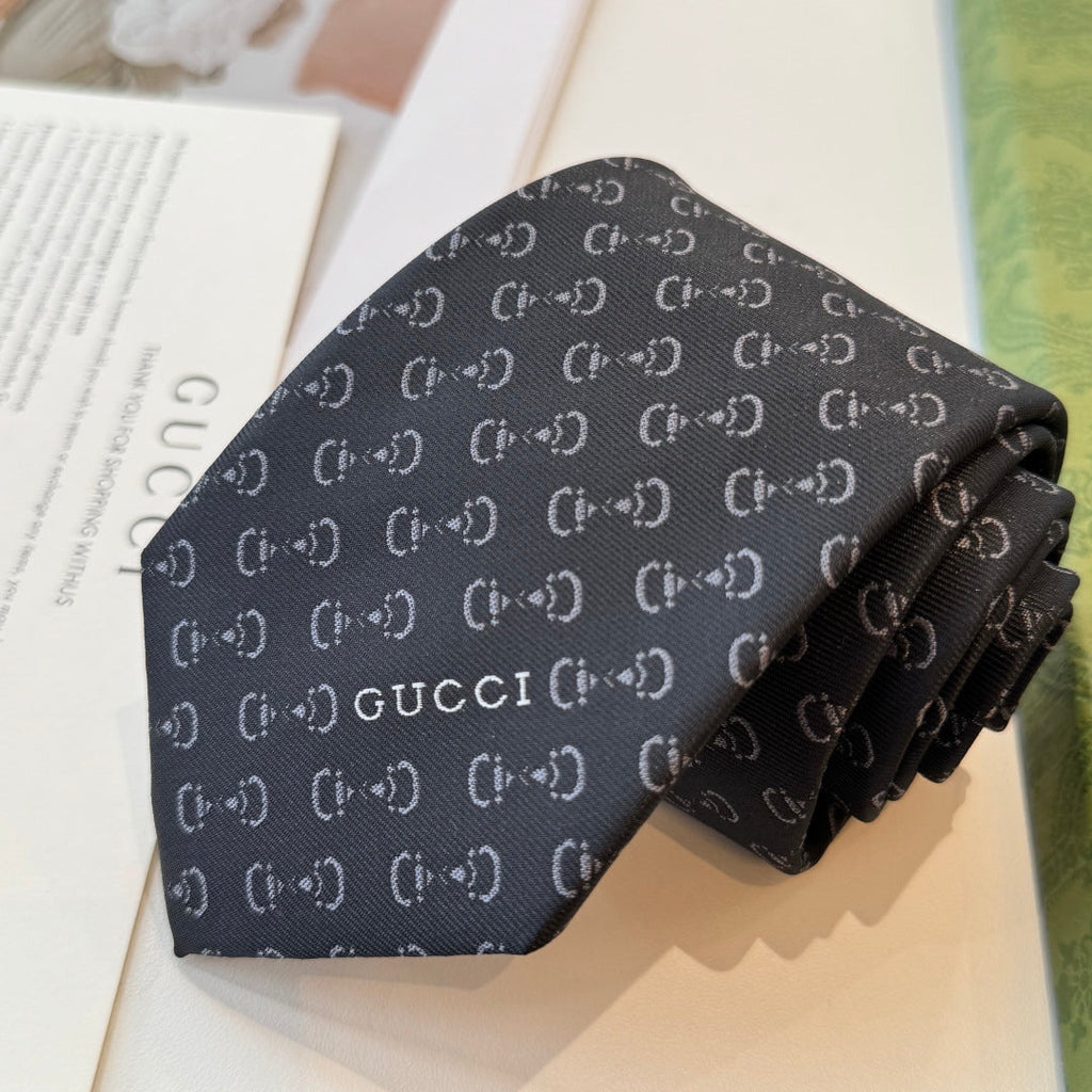 Gucci Style Men's Tonal GG Logo Silk Tie
