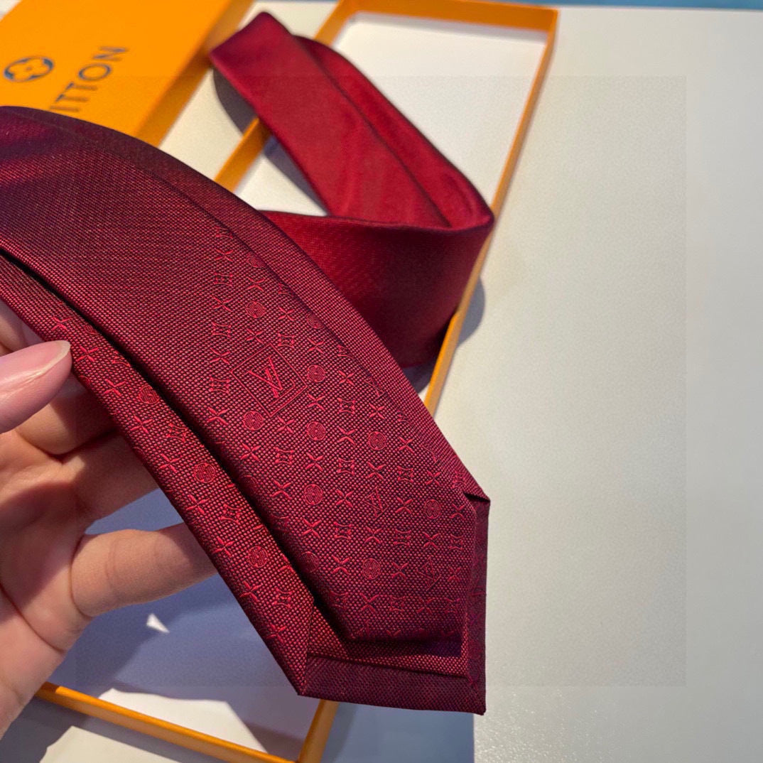 Louis Vuitton Style Men's Textured Solid Silk Tie