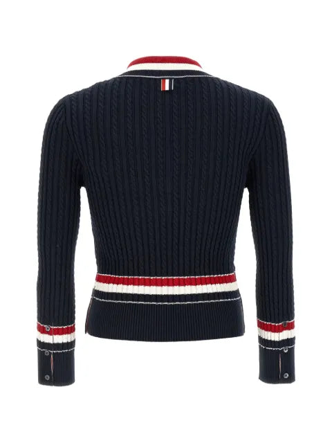 Thom Browne braid tape V-neck cotton sweater