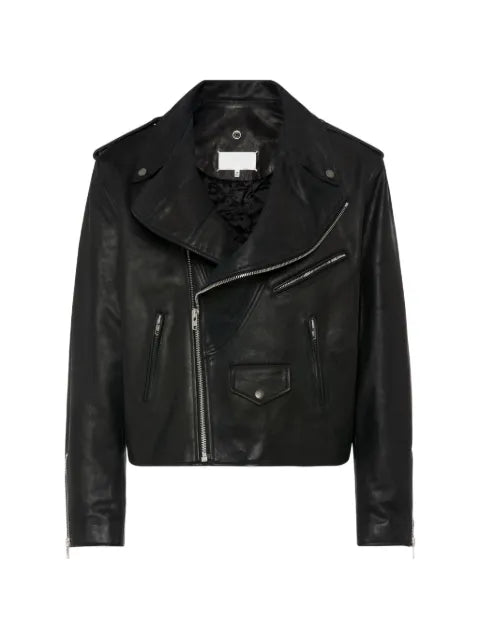 Maison Margiela folded collar leather biker jacket