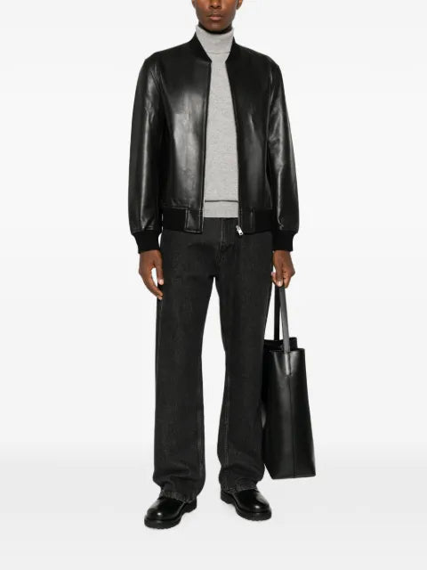 SANDRO zip-up leather jacket
