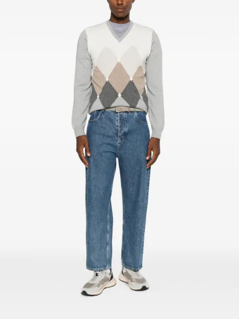 Vengera argyle-pattern V-neck sweater