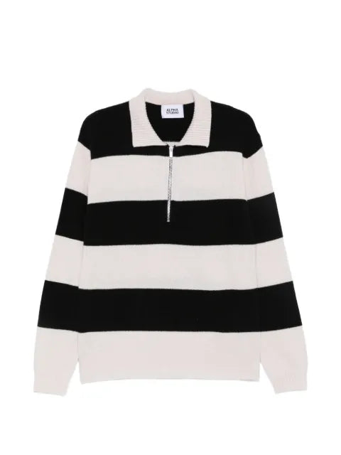 ALPHA STUDIO striped quarter-zip sweater