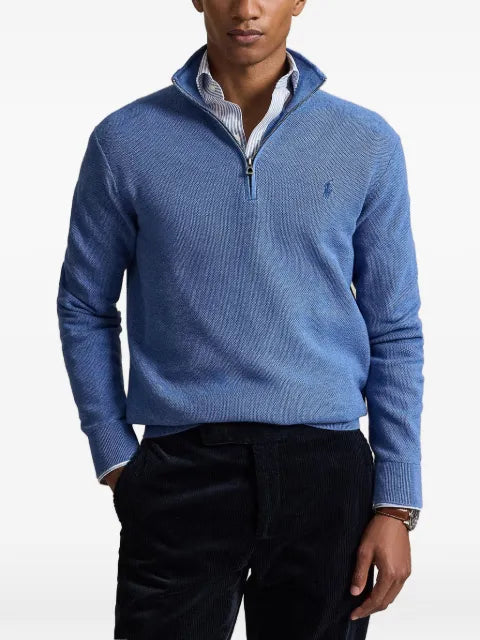Polo Ralph Lauren mesh-knit cotton quarter-zip jumper