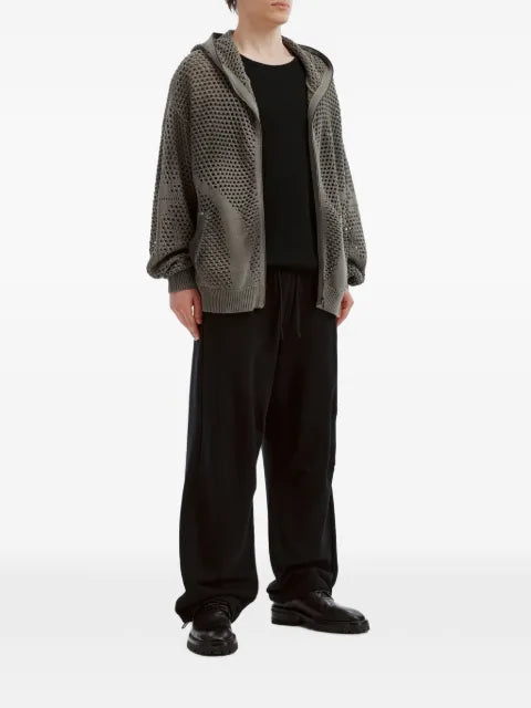 FIVE CM mesh-knit zip-up hoodie
