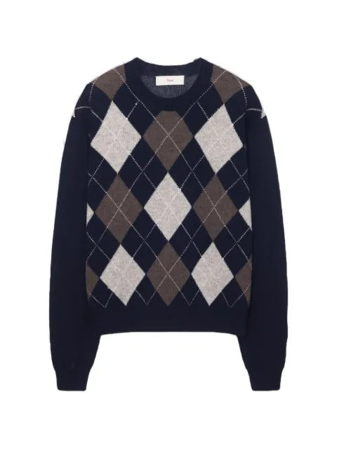 DUNST argyle crew-neck sweater
