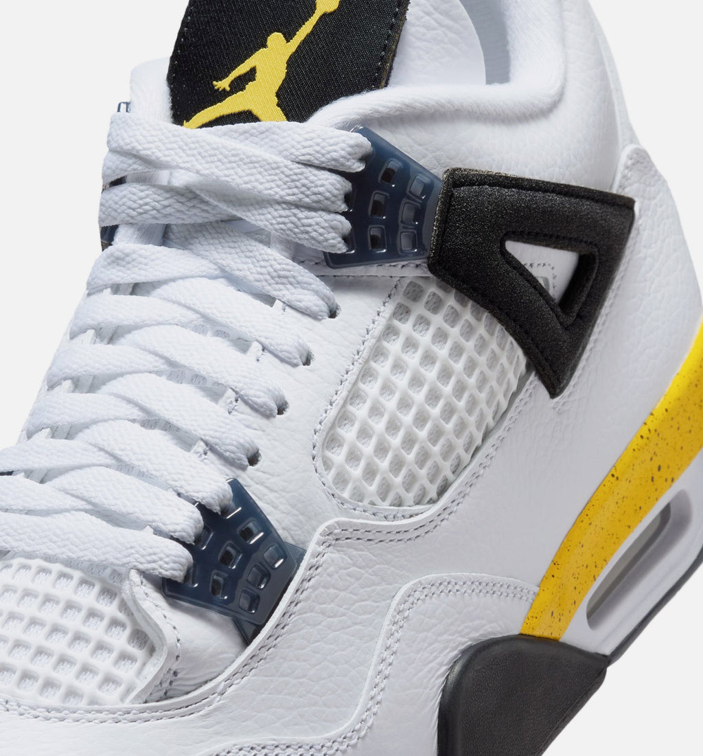 Air Jordan 4 Retro Rare Air Tour Yellow Men's Shoes - White Dark Blue Grey Black Tour Yellow