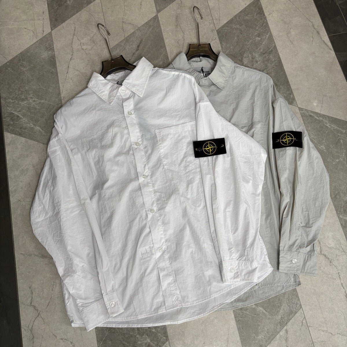 Stone Island Lightweight Sun-Protection Overshirt with Compass Badge Sleeve Patch