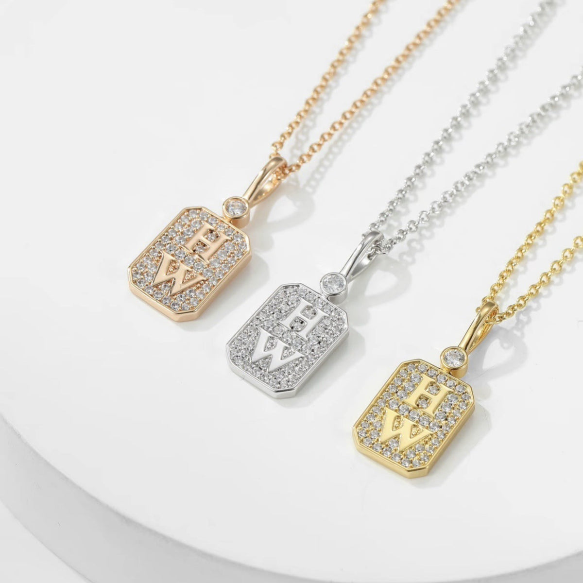 Harry Winston Style Lock Cubic Zirconia Necklace