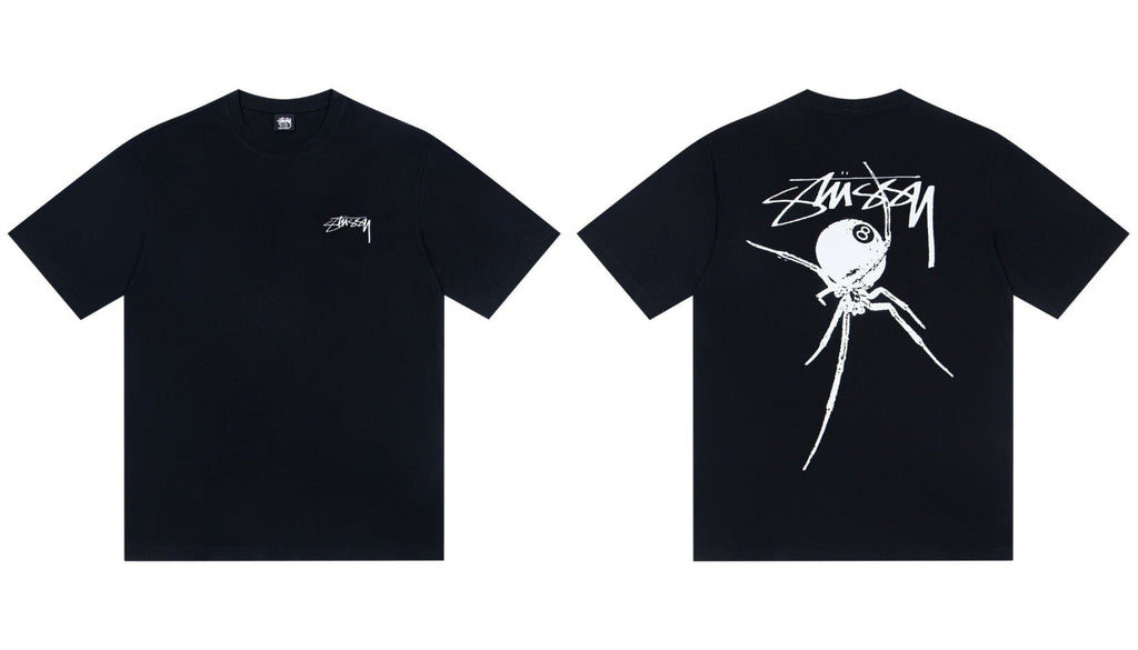 Stussy Spider 8 Ball Front And Back Graphic Short Sleeve Tee