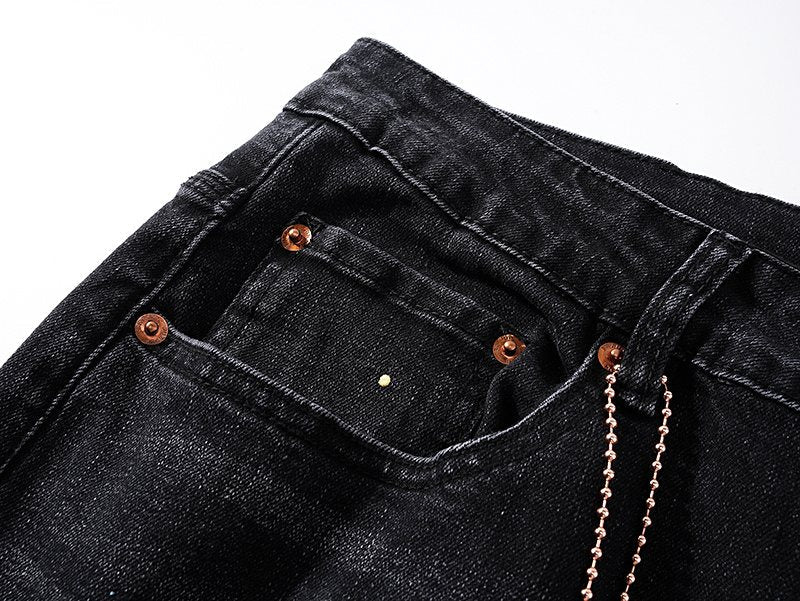 Purple Brand Black Paint-Splatter Distressed Jeans