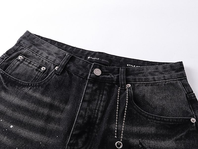 Purple Brand Black Paint-Splatter Distressed Jeans