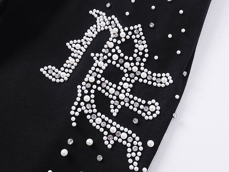 Mixed Emotion Rhinestone Logo Sweatpants
