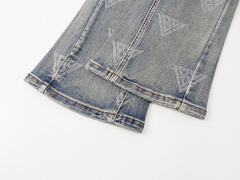 VALABASAS Triangle Motif Washed Denim Jeans
