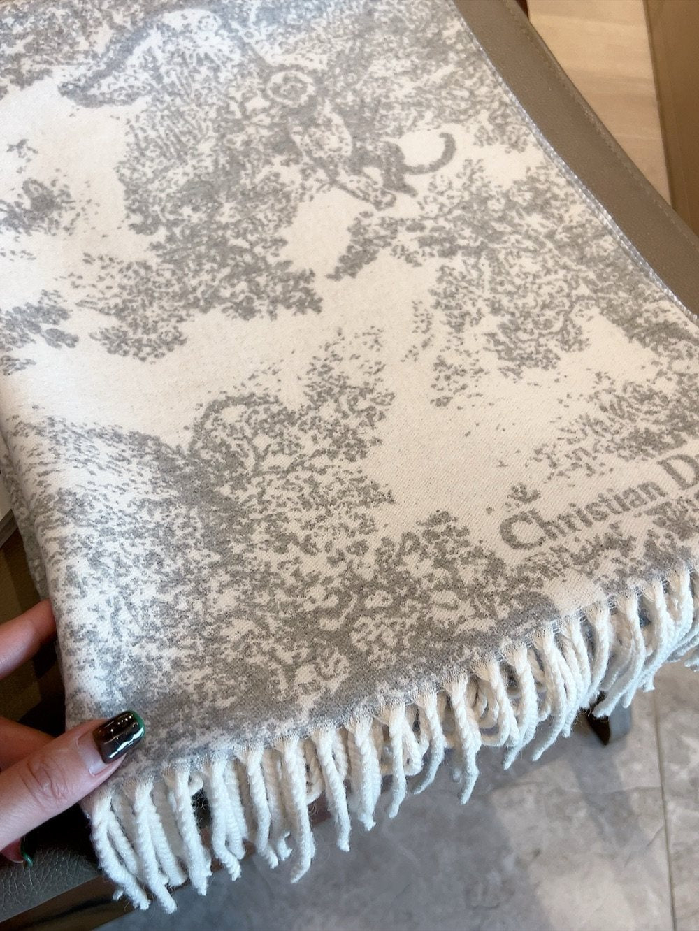 Dior Animal Toile Fringed Scarf