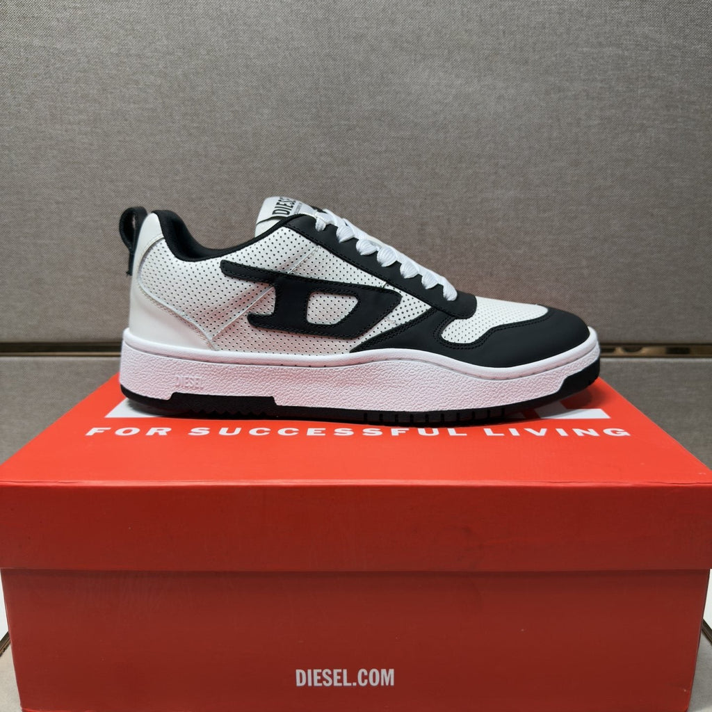 DIESEL Black and White Low-Top Sneakers