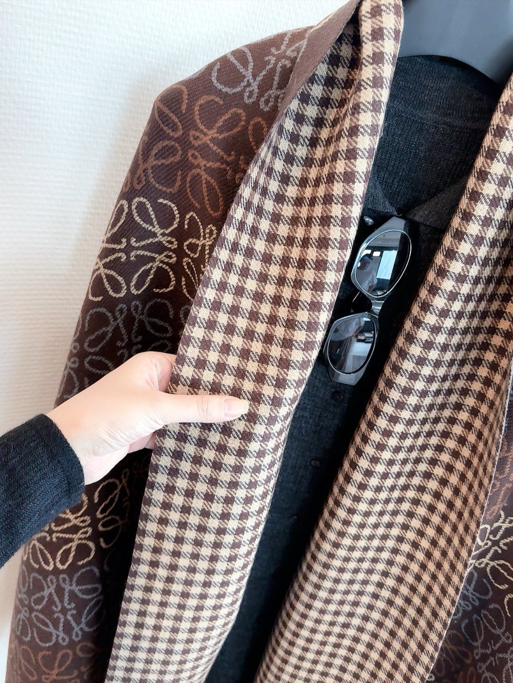 Reversible Patterned Fringed Scarf