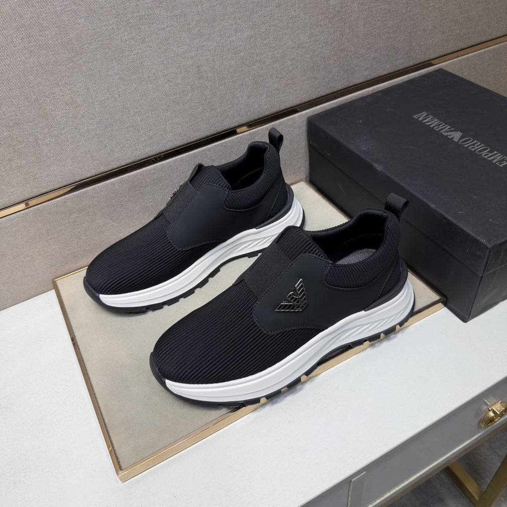 Armani Black Slip-On Sneakers