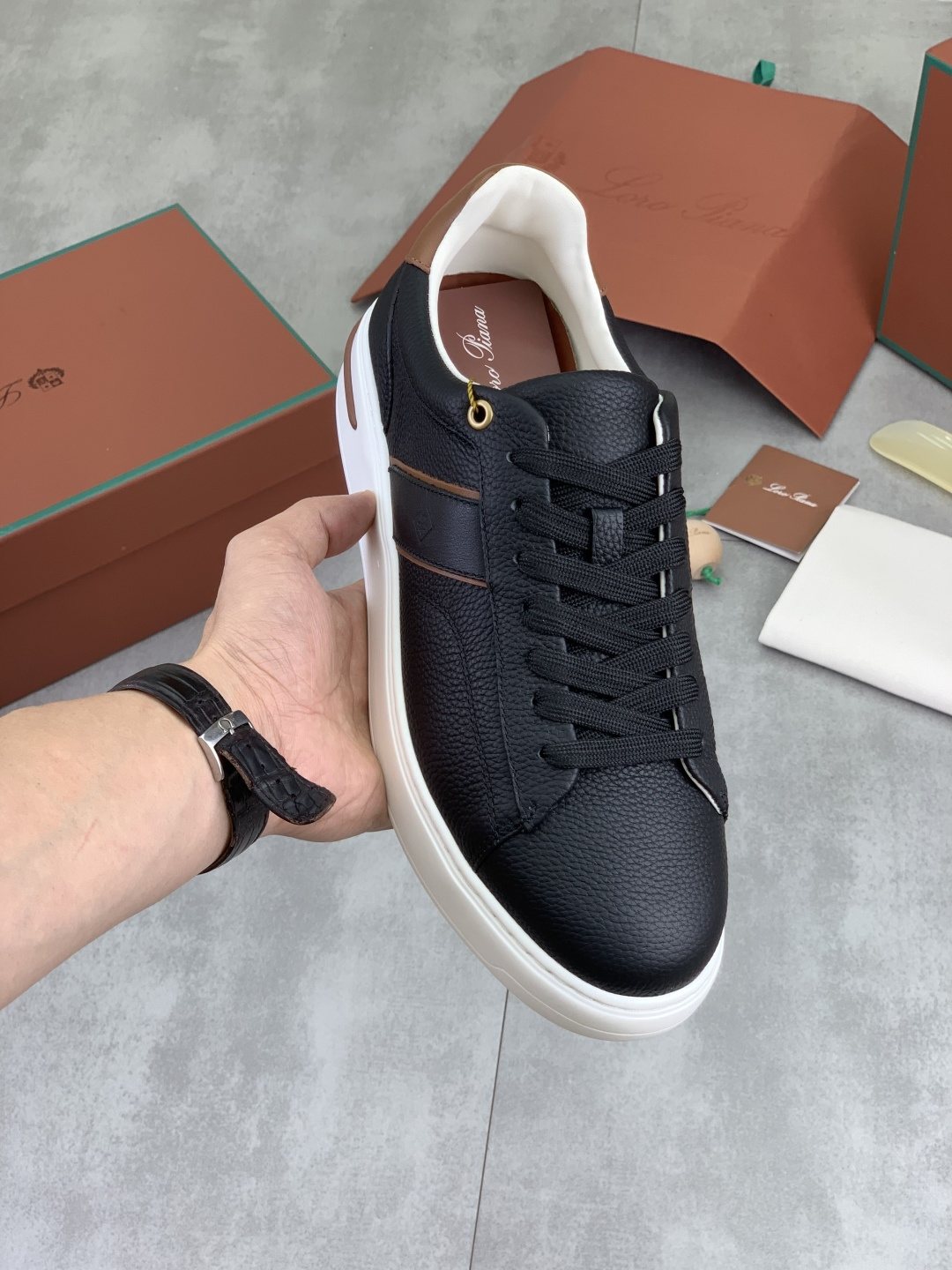 Loro Piana Contrast-Trim Low-Top Sneakers