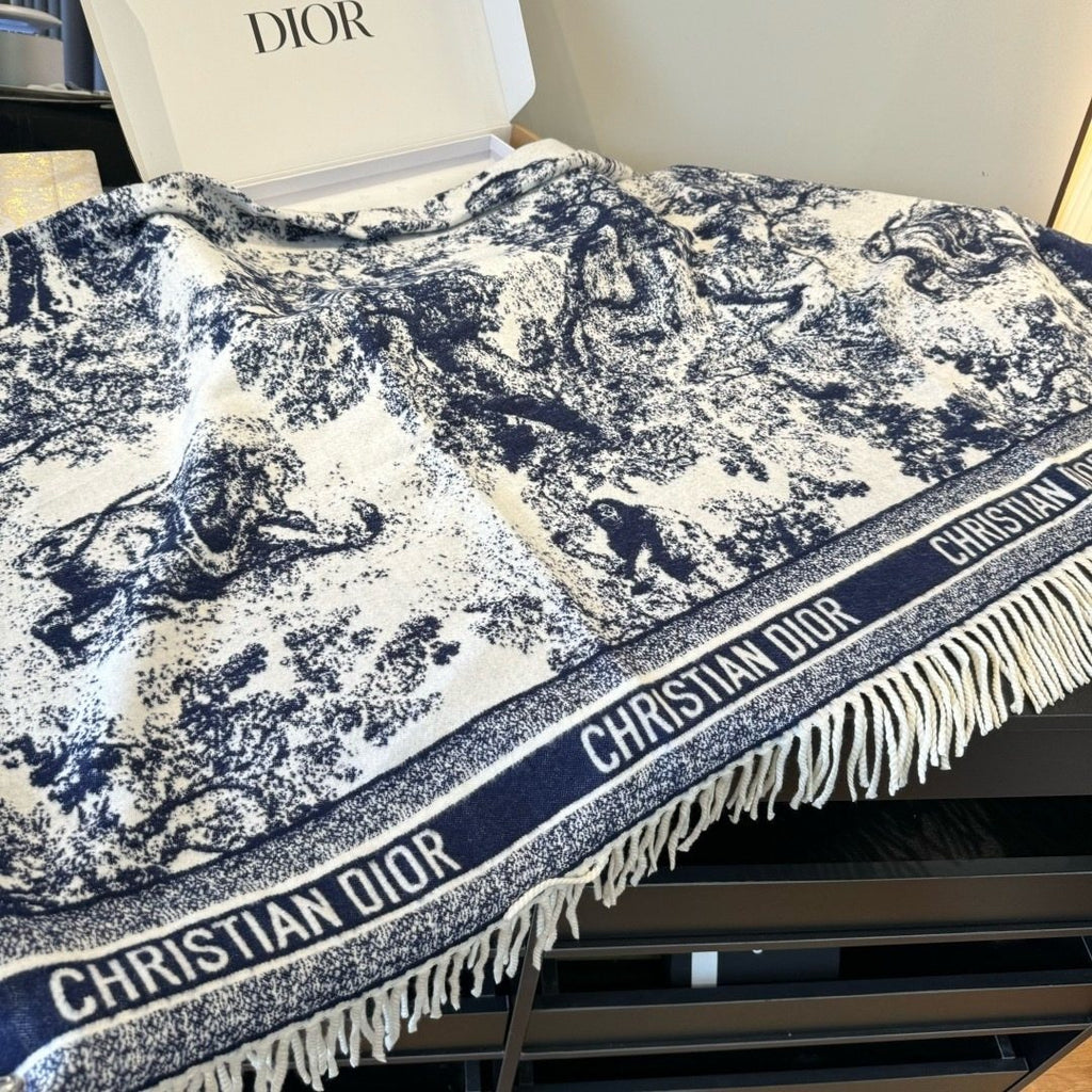 Dior Animal Jacquard Fringed Scarf