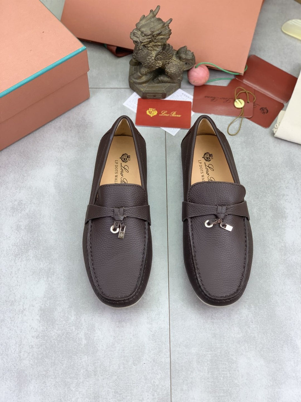 Loro Piana Dark Brown Metal-Bit Loafers