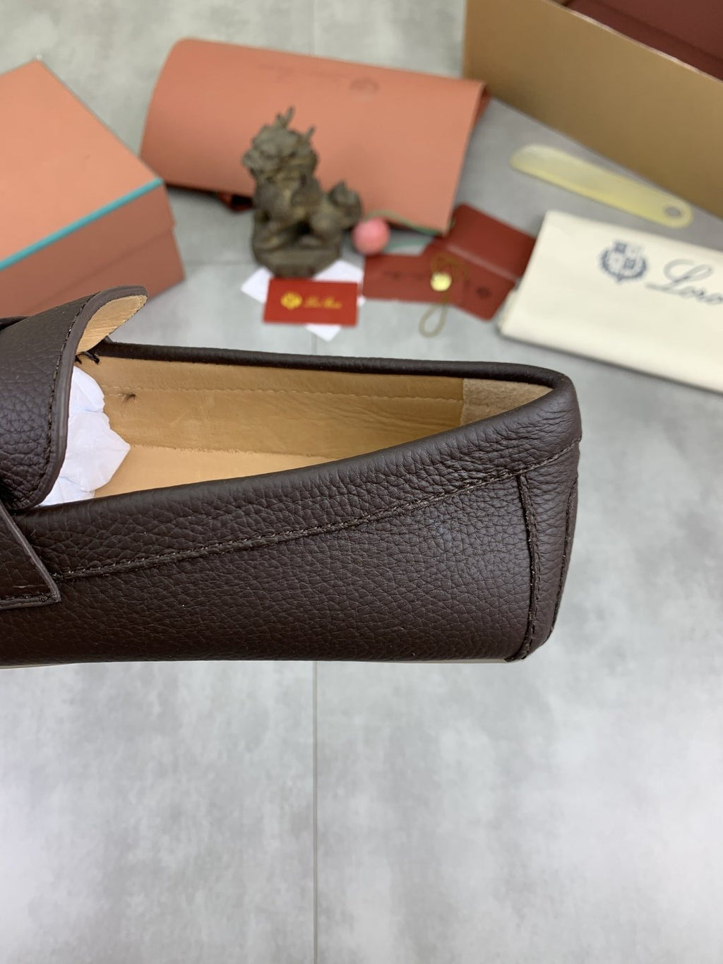 Loro Piana Dark Brown Metal-Bit Loafers