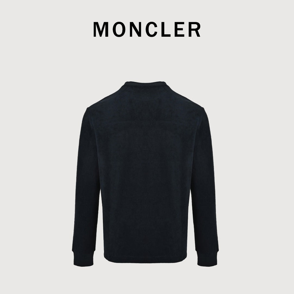 Moncler MC Terry Cloth Flocked Arch Logo Long Sleeve T-Shirt