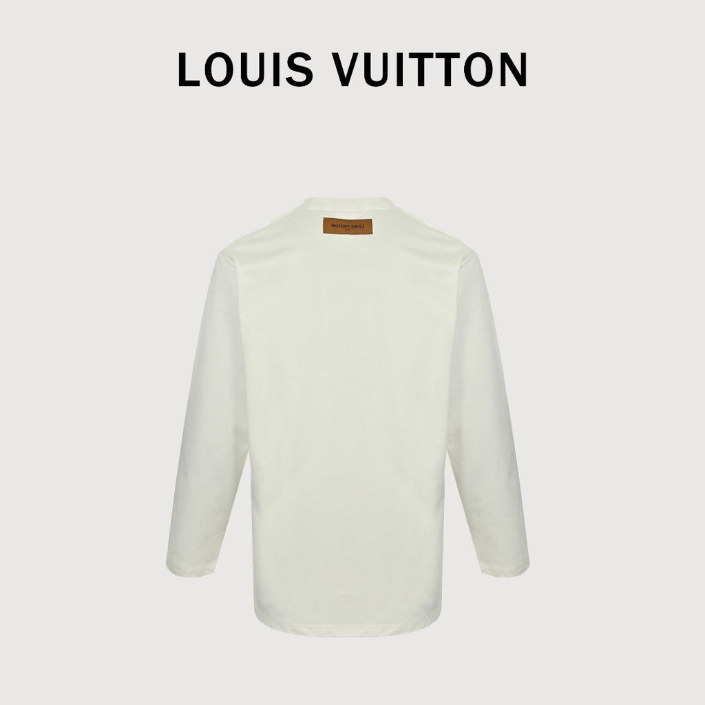 Louis Vuitton 25FW Multicolor Gradient Logo Toothbrush Embroidery Long Sleeve T-Shirt White