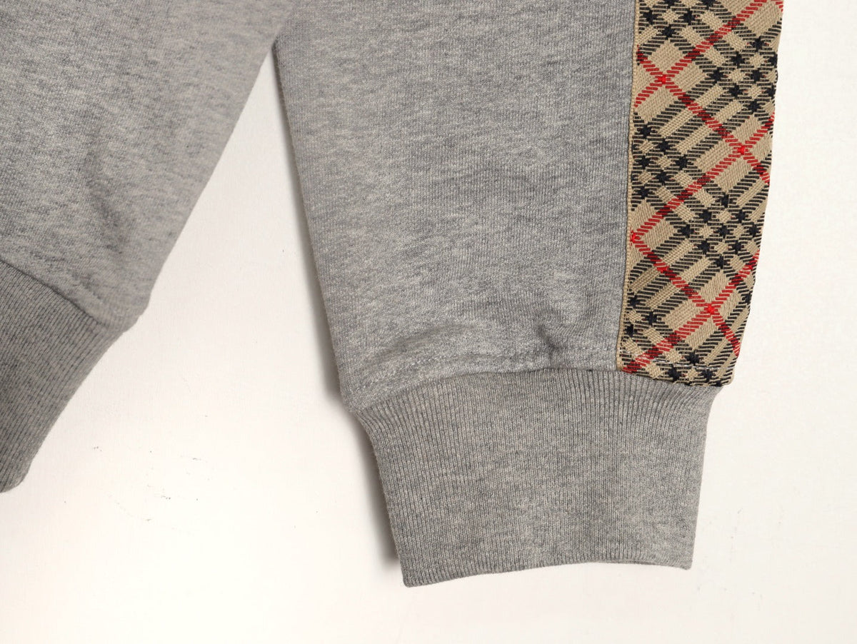 Burberry Check Tape Crewneck Sweatshirt - Gray